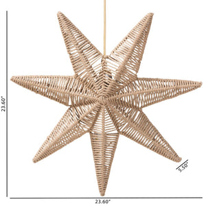 Baxton Studio bali Idriya Handwoven Jute Pendant Lampshade - Coastal Boho Star Light Cover for Stylish Homes F247-FT14-Lamp Shade