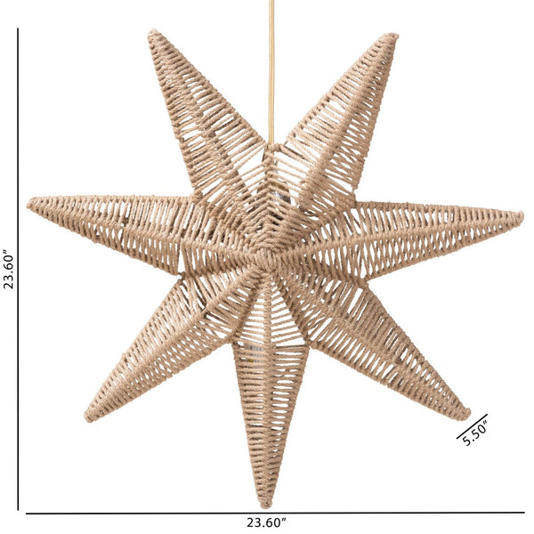 Baxton Studio bali Idriya Handwoven Jute Pendant Lampshade - Coastal Boho Star Light Cover for Stylish Homes F247-FT14-Lamp Shade