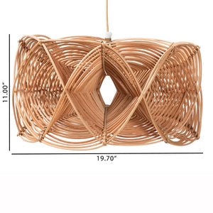 Baxton Studio bali Jeneth Handcrafted Natural Rattan Pendant Lampshade - Coastal Boho Light Cover for Unique Spaces F247-FT16-Lamp Shade