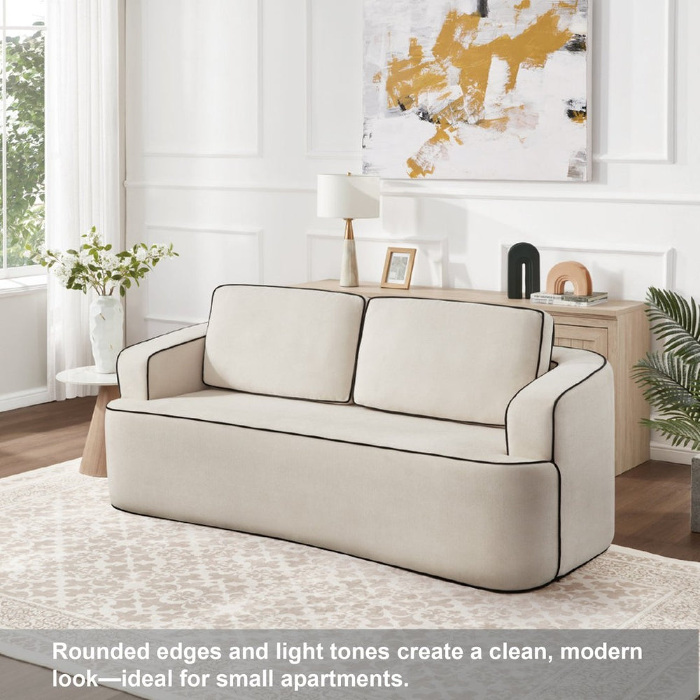 English Elm Integrated Armrest Compact Loveseat Soft Upholstered Two Seat Sofa for Small Spaces W3480P402278