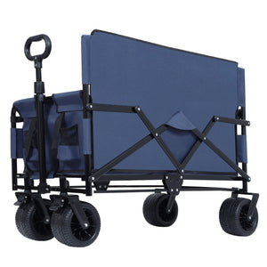 English Elm 3-in-1 Convertible Folding Wagon with Bench Seat Steel Frame 500lb Capacity Dark Blue W2932P283541