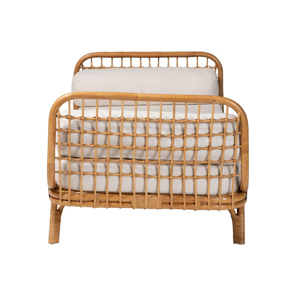 Baxton Studio bali Aiko Handwoven Rattan Daybed with Plush Cushion - Stylish Boho Coastal Lounge for Any Room Aiko-Natural Rattan-Cushioned-Daybed