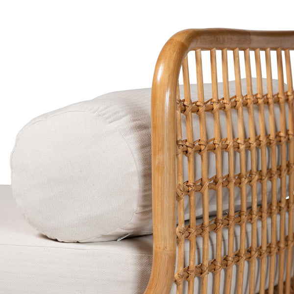 Baxton Studio bali Aiko Handwoven Rattan Daybed with Plush Cushion - Stylish Boho Coastal Lounge for Any Room Aiko-Natural Rattan-Cushioned-Daybed