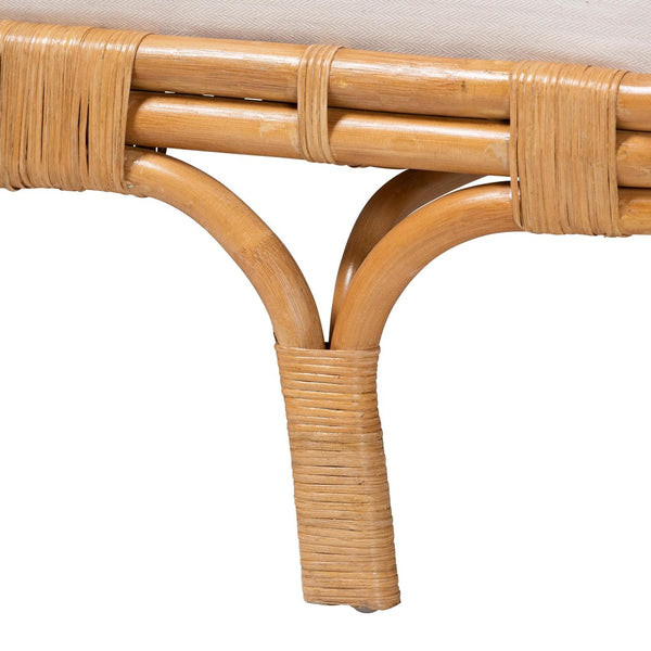 Baxton Studio bali Aiko Handwoven Rattan Daybed with Plush Cushion - Stylish Boho Coastal Lounge for Any Room Aiko-Natural Rattan-Cushioned-Daybed