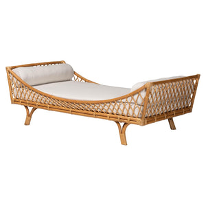 Baxton Studio bali Akemi Handwoven Natural Rattan Daybed with Plush Cushion - Boho Coastal Lounge for Any Space Akemi-Natural Rattan-Cushioned-Daybed