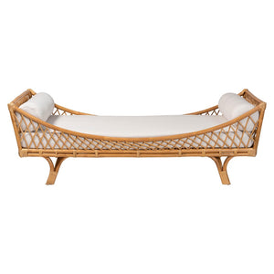 Baxton Studio bali Akemi Handwoven Natural Rattan Daybed with Plush Cushion - Boho Coastal Lounge for Any Space Akemi-Natural Rattan-Cushioned-Daybed