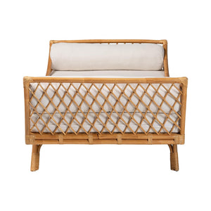 Baxton Studio bali Akemi Handwoven Natural Rattan Daybed with Plush Cushion - Boho Coastal Lounge for Any Space Akemi-Natural Rattan-Cushioned-Daybed