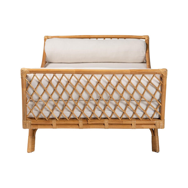 Baxton Studio bali Akemi Handwoven Natural Rattan Daybed with Plush Cushion - Boho Coastal Lounge for Any Space Akemi-Natural Rattan-Cushioned-Daybed