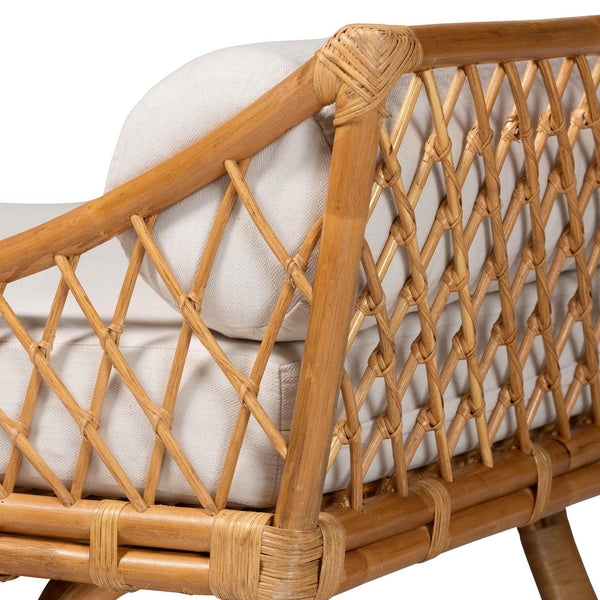 Baxton Studio bali Akemi Handwoven Natural Rattan Daybed with Plush Cushion - Boho Coastal Lounge for Any Space Akemi-Natural Rattan-Cushioned-Daybed