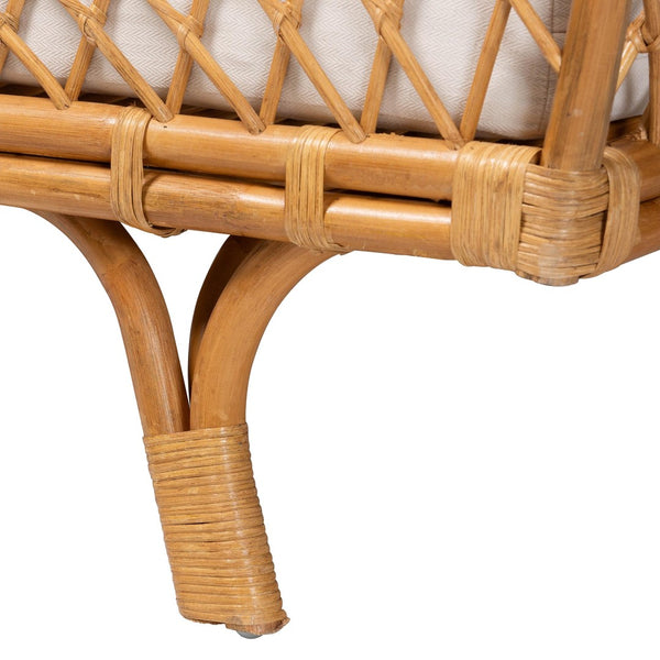Baxton Studio bali Akemi Handwoven Natural Rattan Daybed with Plush Cushion - Boho Coastal Lounge for Any Space Akemi-Natural Rattan-Cushioned-Daybed