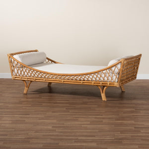 Baxton Studio bali Akemi Handwoven Natural Rattan Daybed with Plush Cushion - Boho Coastal Lounge for Any Space Akemi-Natural Rattan-Cushioned-Daybed