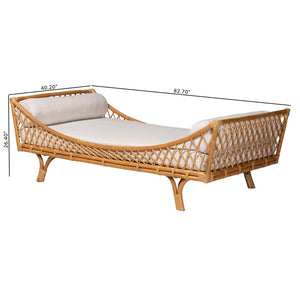 Baxton Studio bali Akemi Handwoven Natural Rattan Daybed with Plush Cushion - Boho Coastal Lounge for Any Space Akemi-Natural Rattan-Cushioned-Daybed