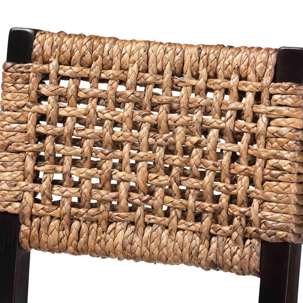 Baxton Studio bali Alise Handwoven Seagrass Bar Stool with Mahogany Frame – Chic Modern Chair for Home Bar or Kitchen Dark Alise-Mahogany-Cushion-BS