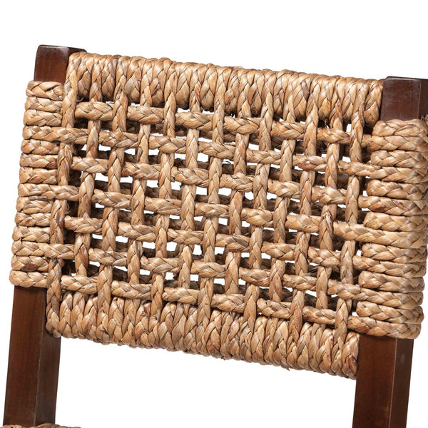 Baxton Studio bali Alise Handwoven Seagrass Bar Stool with Mahogany Frame – Chic Modern Chair for Home Bar or Kitchen Earthy Alise-Mahogany-Brown-Cushion-BS