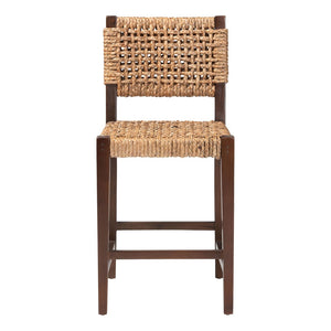 Baxton Studio bali Alise Handwoven Seagrass Counter Stool - Elegant Mahogany Frame for Kitchen Bar & Island Use Alise-Mahogany-Brown-Cushion-CS