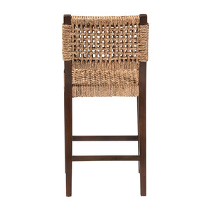 Baxton Studio bali Alise Handwoven Seagrass Counter Stool - Elegant Mahogany Frame for Kitchen Bar & Island Use Alise-Mahogany-Brown-Cushion-CS