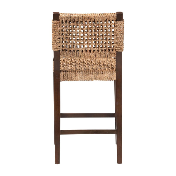 Baxton Studio bali Alise Handwoven Seagrass Counter Stool - Elegant Mahogany Frame for Kitchen Bar & Island Use Alise-Mahogany-Brown-Cushion-CS
