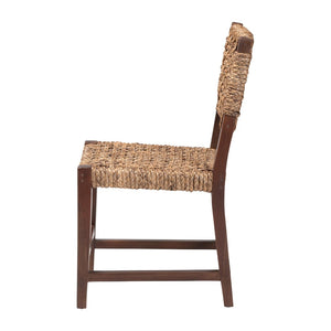 Baxton Studio bali Alise Handwoven Seagrass Dining Chair - Stylish Mahogany Frame for Boho, Coastal, or Rustic Spaces Alise-Mahogany-Brown-Cushion-DC