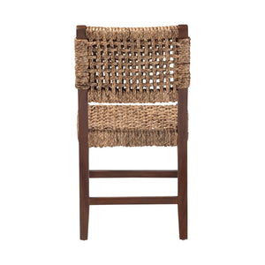 Baxton Studio bali Alise Handwoven Seagrass Dining Chair - Stylish Mahogany Frame for Boho, Coastal, or Rustic Spaces Alise-Mahogany-Brown-Cushion-DC