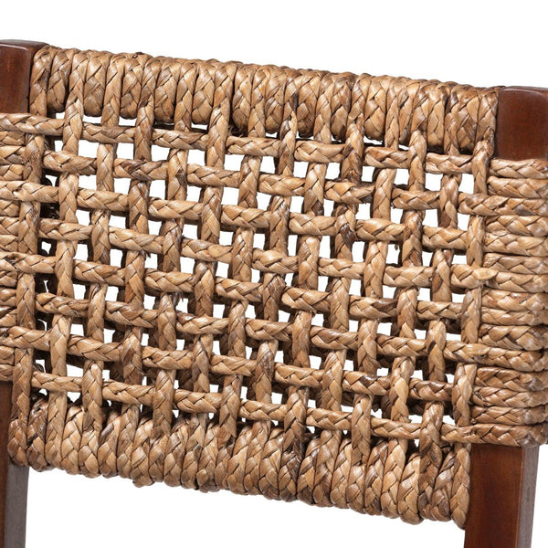 Baxton Studio bali Alise Handwoven Seagrass Dining Chair - Stylish Mahogany Frame for Boho, Coastal, or Rustic Spaces Alise-Mahogany-Brown-Cushion-DC