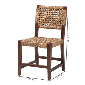 Baxton Studio bali Alise Handwoven Seagrass Dining Chair - Stylish Mahogany Frame for Boho, Coastal, or Rustic Spaces Alise-Mahogany-Brown-Cushion-DC
