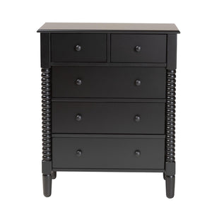 Baxton Studio Baxton Studio Braith Farmhouse 5-Drawer Chest with Classic Spindle Design for Timeless Storage Solutions Black SW8000-88CH5D-Black-Chest