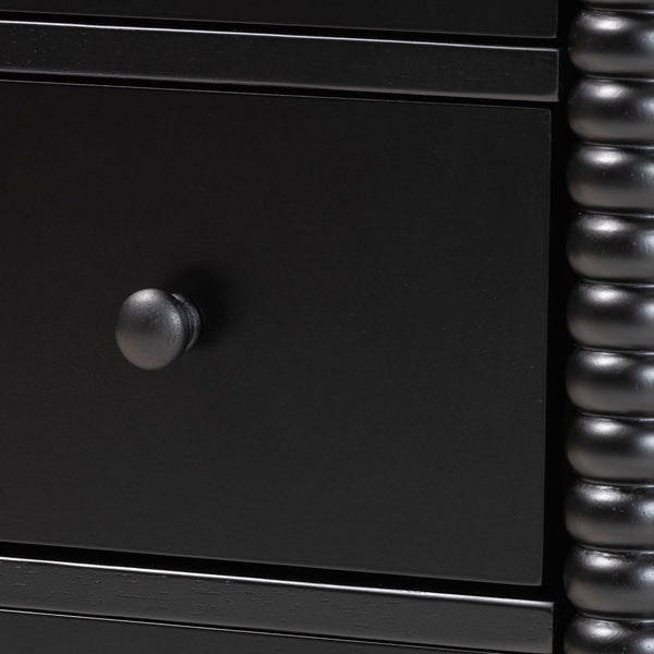 Baxton Studio Baxton Studio Braith Farmhouse 5-Drawer Chest with Classic Spindle Design for Timeless Storage Solutions Black SW8000-88CH5D-Black-Chest