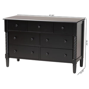 Baxton Studio Baxton Studio Braith Farmhouse 7-Drawer Dresser for Timeless Storage and Elegant Bedroom Style Black SW8000-88D7D-Black-Dresser