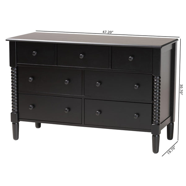 Baxton Studio Baxton Studio Braith Farmhouse 7-Drawer Dresser for Timeless Storage and Elegant Bedroom Style Black SW8000-88D7D-Black-Dresser