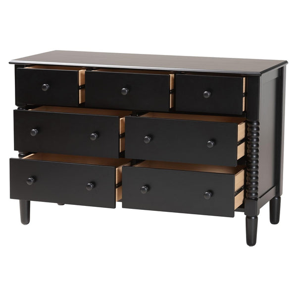Baxton Studio Baxton Studio Braith Farmhouse 7-Drawer Dresser for Timeless Storage and Elegant Bedroom Style Black SW8000-88D7D-Black-Dresser