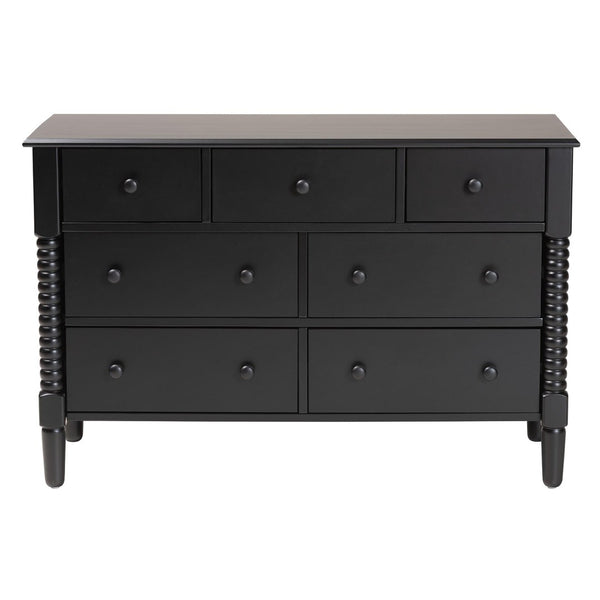 Baxton Studio Baxton Studio Braith Farmhouse 7-Drawer Dresser for Timeless Storage and Elegant Bedroom Style Black SW8000-88D7D-Black-Dresser