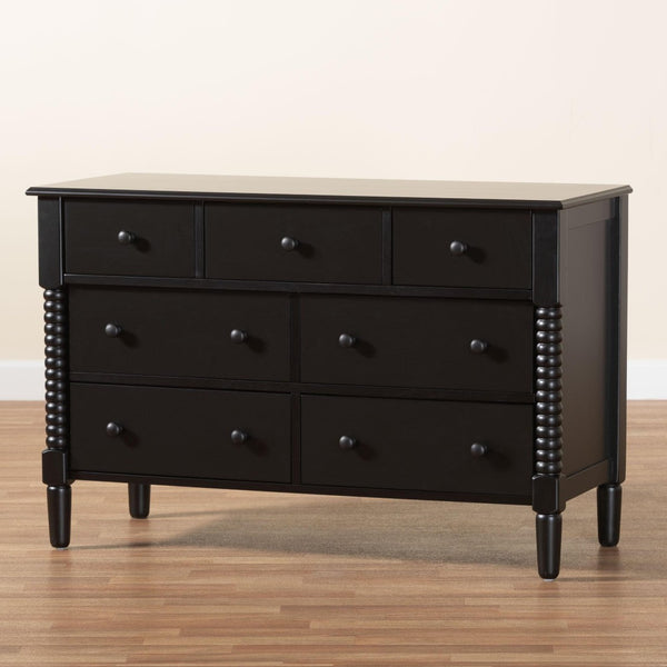 Baxton Studio Baxton Studio Braith Farmhouse 7-Drawer Dresser for Timeless Storage and Elegant Bedroom Style Black SW8000-88D7D-Black-Dresser