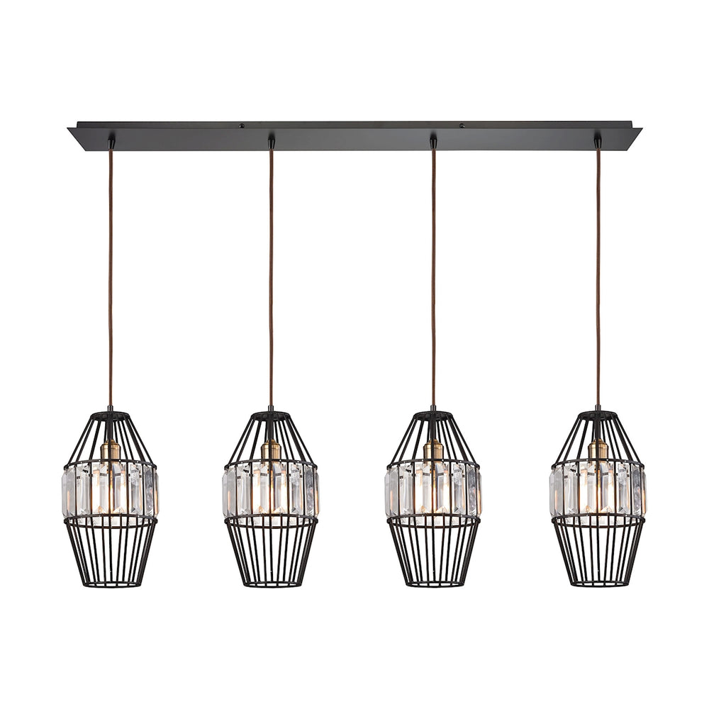 Yardley 46'' Wide 4-Light Linear Pendant - Oil Rubbed Bronze with Clear Crystal on Wire Cages 14248/4LP Elk Lighting