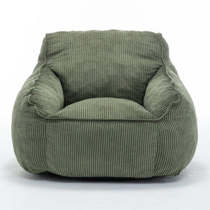 English Elm Giant Corduroy Bean Bag Sofa with Armrests Foam Filled Cozy Adult Lounge Chair Green W2200P442802