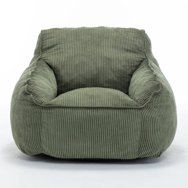 English Elm Giant Corduroy Bean Bag Sofa with Armrests Foam Filled Cozy Adult Lounge Chair Green W2200P442802
