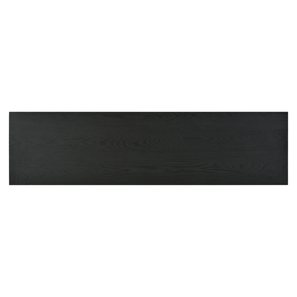 English Elm 60" Modern Handleless Sideboard Buffet Cabinet with Push-to-Open Doors, Carved Black Credenza, Adjustable Shelves, 220lb Top Load, Solid Wood MDF Storage for Living Room Entryway W2696P279985