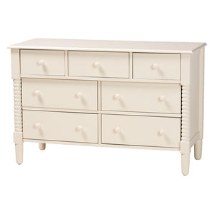 Baxton Studio Baxton Studio Braith Farmhouse 7-Drawer Dresser for Timeless Storage and Elegant Bedroom Style Ivory SW8000-88D7D-Ivory-Dresser