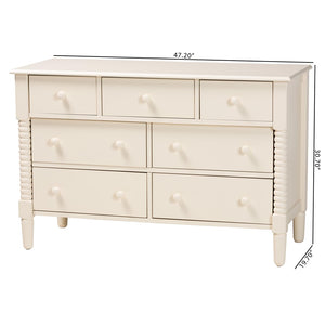Baxton Studio Baxton Studio Braith Farmhouse 7-Drawer Dresser for Timeless Storage and Elegant Bedroom Style Ivory SW8000-88D7D-Ivory-Dresser