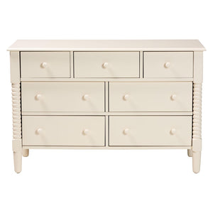 Baxton Studio Baxton Studio Braith Farmhouse 7-Drawer Dresser for Timeless Storage and Elegant Bedroom Style Ivory SW8000-88D7D-Ivory-Dresser