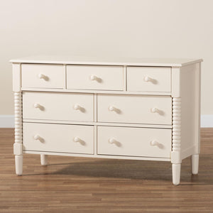 Baxton Studio Baxton Studio Braith Farmhouse 7-Drawer Dresser for Timeless Storage and Elegant Bedroom Style Ivory SW8000-88D7D-Ivory-Dresser