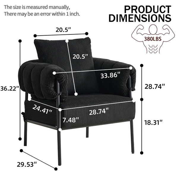 English Elm TS Modern decorative chair with plush teddy fleece upholstery and gold metal legs for luxe comfort and style Black W2311P308070