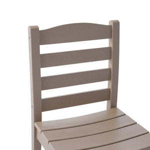 English Elm 3-Piece HDPE Outdoor Dining Set with Round Table and 2 Armless Chairs, Weatherproof Compact Bistro Antique Dark Oak W3566S00021