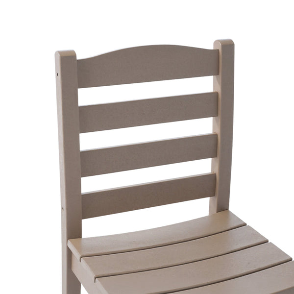 English Elm 3-Piece HDPE Outdoor Dining Set with Round Table and 2 Armless Chairs, Weatherproof Compact Bistro Antique Dark Oak W3566S00021