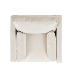 English Elm Jennifer Taylor Home - Knox 36" Modern Farmhouse Arm Chair In French Beige Velvet - Cozy, Durable Comfort For Any Space B2719P238329