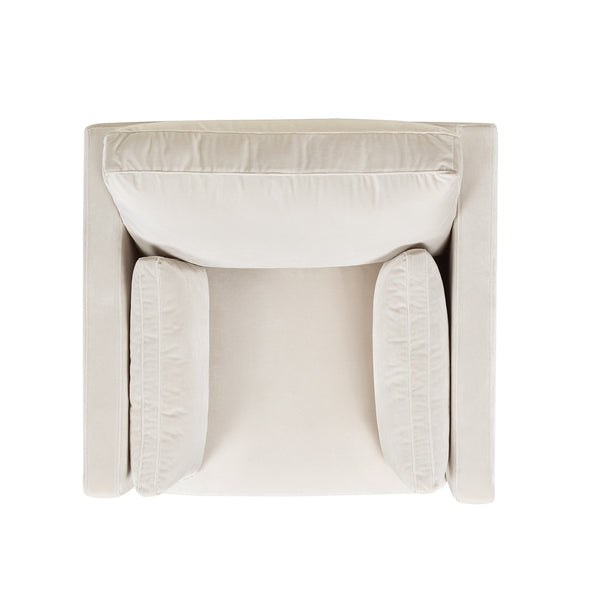 English Elm Jennifer Taylor Home - Knox 36" Modern Farmhouse Arm Chair In French Beige Velvet - Cozy, Durable Comfort For Any Space B2719P238329