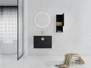 English Elm 28" Wall-Mounted Bathroom Vanity & Ceramic Sink With Side Cabinet, Soft-Close Doors For Modern Homes W999S00329