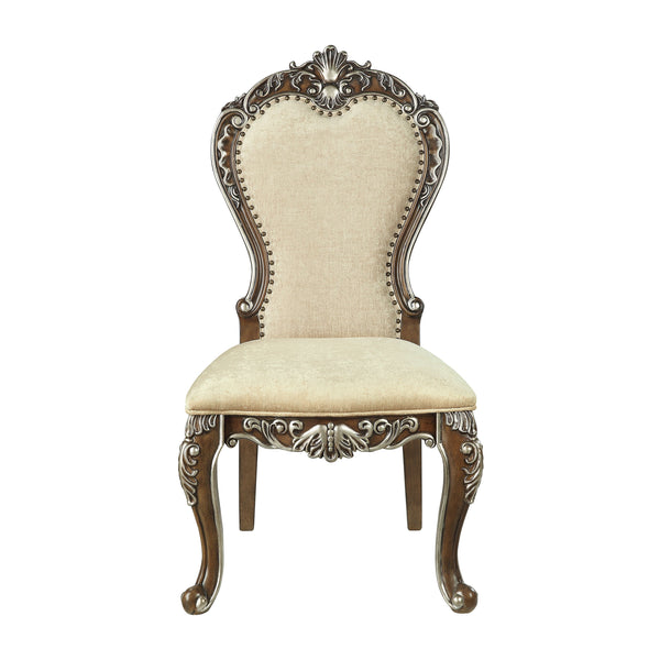 English Elm Latisha Upholstered Side Chair with Padded Back, Nailhead Trim and Sturdy Rubberwood Frame, Set of 2 Oak 47.24 L x 25.59 W x 15.75 H B2726P296303