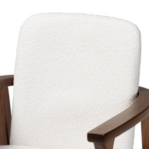Baxton Studio Baxton Studio Miyagi Boucle Dining Chair Set of 2 - Mid-Century Modern Armchairs with Comfort & Style Miyagi-White Boucle/Walnut-DC