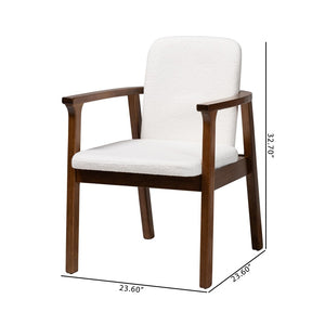 Baxton Studio Baxton Studio Miyagi Boucle Dining Chair Set of 2 - Mid-Century Modern Armchairs with Comfort & Style Miyagi-White Boucle/Walnut-DC