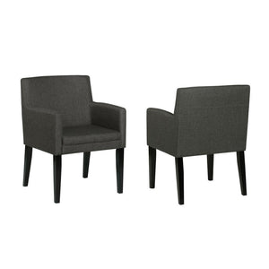 English Elm Set Of 2 Charcoal Grey Upholstered Dining Arm Chairs For Stylish Comfort And Modern Elegance B016P227286-GIGA